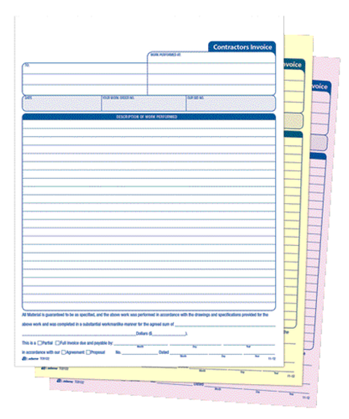 ABFTC8122 Contractors Invoice Book, 3-Part, 50 PG/BK, 50 ST/BK