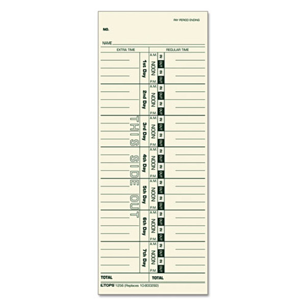 TOP1256 Time Card, Weekly, Manila, #10-800292, Green Ink Front, 500 CD/BX