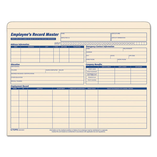 TOP3280 Employee Record Master File, Manila Tag, 20 EA/PK