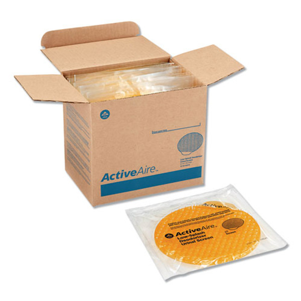 Activeaire Deodorizer Urinal Screen With Side Tab, Sunscape Mango Scent, Orange, 12/carton