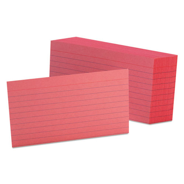 OXF7321CHE Oxford® Ruled Color Index Cards, 3" x 5", Cherry, 100 Per Pack