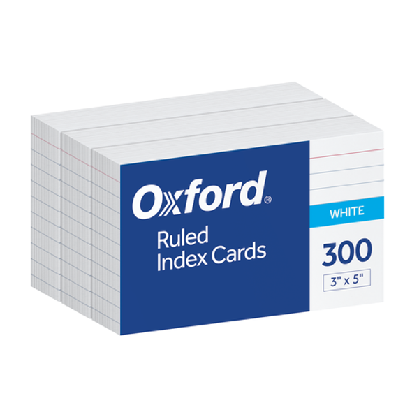 OXF40149 Oxford® Ruled Index Cards, 3" x 5", White, 300 Per Pack