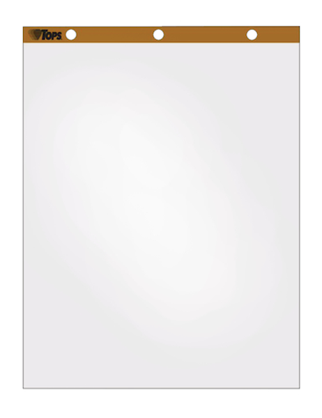 TOP7901 Easel Pad, 3-hole punched, 15 lb, plain white, UPC on each, 50 SH/PD