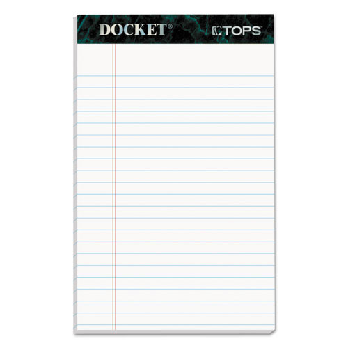 TOP63360 TOPS™ Docket™ Writing Pads, 5" x 8", Jr. Legal Rule, White Paper, 50 Sheets, 12 Pack