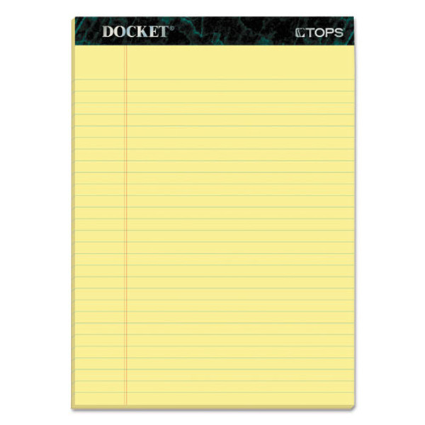 TOP63400 TOPS™ Docket™ Writing Pads, 8-1/2" x 11-3/4", Legal Rule, Canary Paper, 50 Sheets, 12 Pack