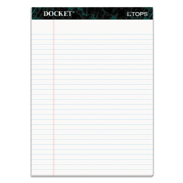 TOP63410 TOPS™ Docket™ Writing Pads, 8-1/2" x 11-3/4", Legal Rule, White Paper, 50 Sheets, 12 Pack