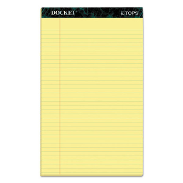 TOP63580 TOPS™ Docket™ Writing Pads, 8-1/2" x 14", Legal Rule, Canary Paper, 50 Sheets, 12 Pack