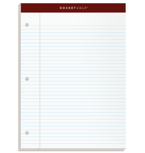 TOP99706 TOPS™ Docket Gold™ Writing Pads, 8-1/2" x 11-3/4", Narrow Rule, 3-Hole Punched, 100 Sheets, 2 Pack
