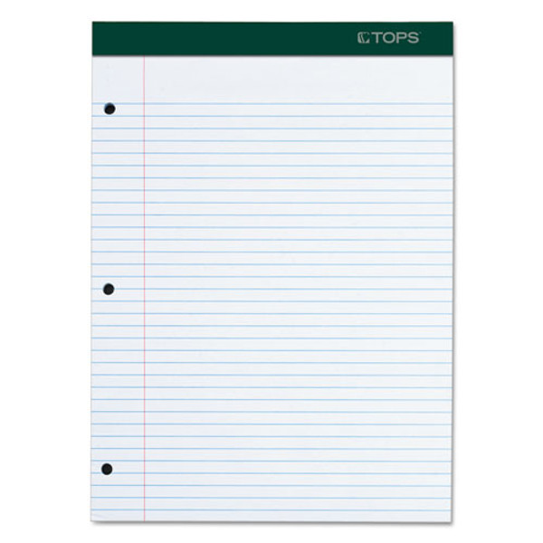 TOP63384 TOPS™ Docket™ Writing Pad, 8-1/2" x 11-3/4", College Rule, White Paper, 3-Hole Punched, 100 Sheets