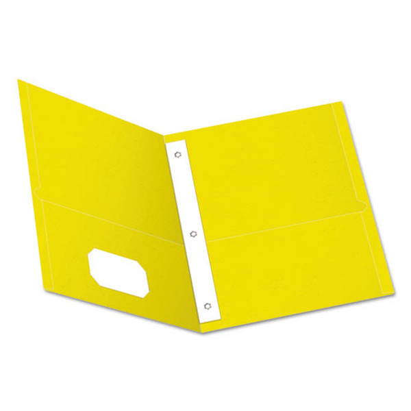 OXF57709 Oxford® Twin Pocket Folders with Fasteners, Letter Size, Yellow, 25 Per Box