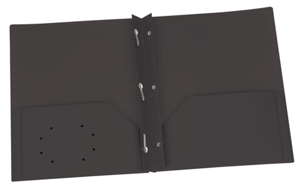 OXF76022 Black Two Pocket Poly Portfolio with Prongs