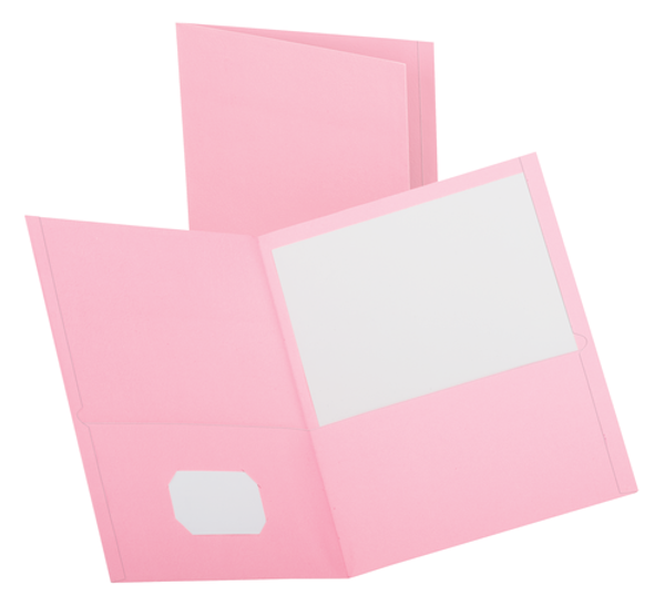 OXF57568EE Leatherette Two Pocket Portfolio, Pink, 25 Pack