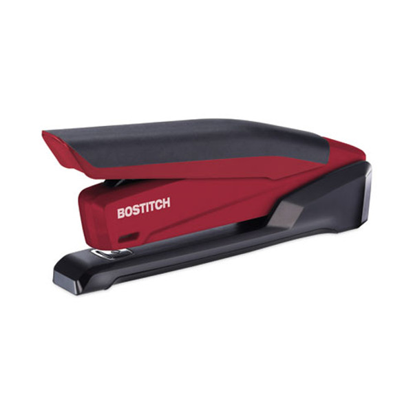 Inpower One-finger 3-in-1 Desktop Stapler With Antimicrobial Protection, 20-sheet Capacity, Red/black