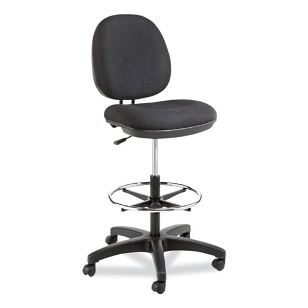 Alera Interval Series Swivel Task Stool, Supports Up To 275 Lb, 23.93" To 34.53" Seat Height, Black Fabric