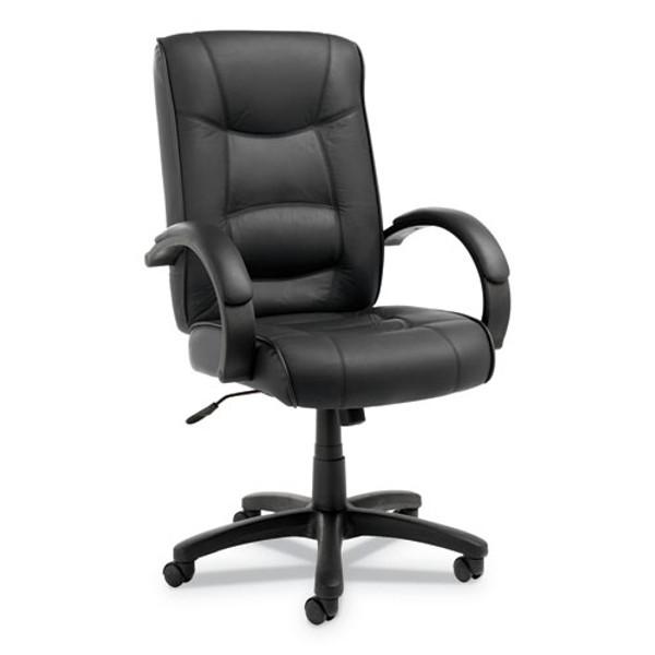 Alera Strada Series High-back Swivel/tilt Top-grain Leather Chair, Supports Up To 275 Lb, 17.91" To 21.85" Seat Height, Black