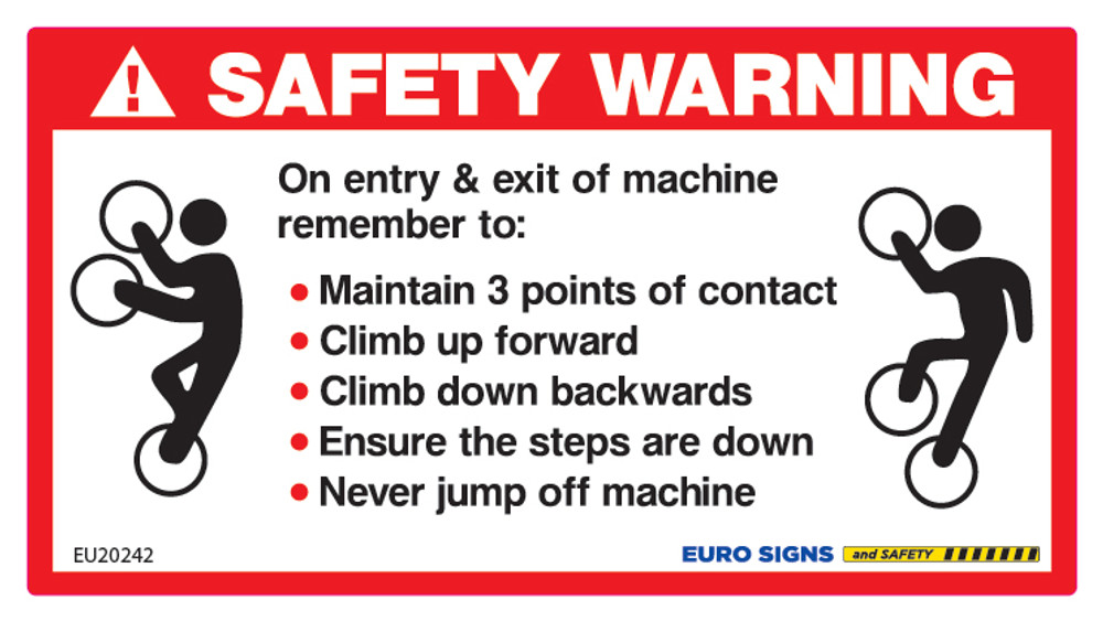 3 POINTS OF CONTACT SAFETY WARNING 120x65 DECAL