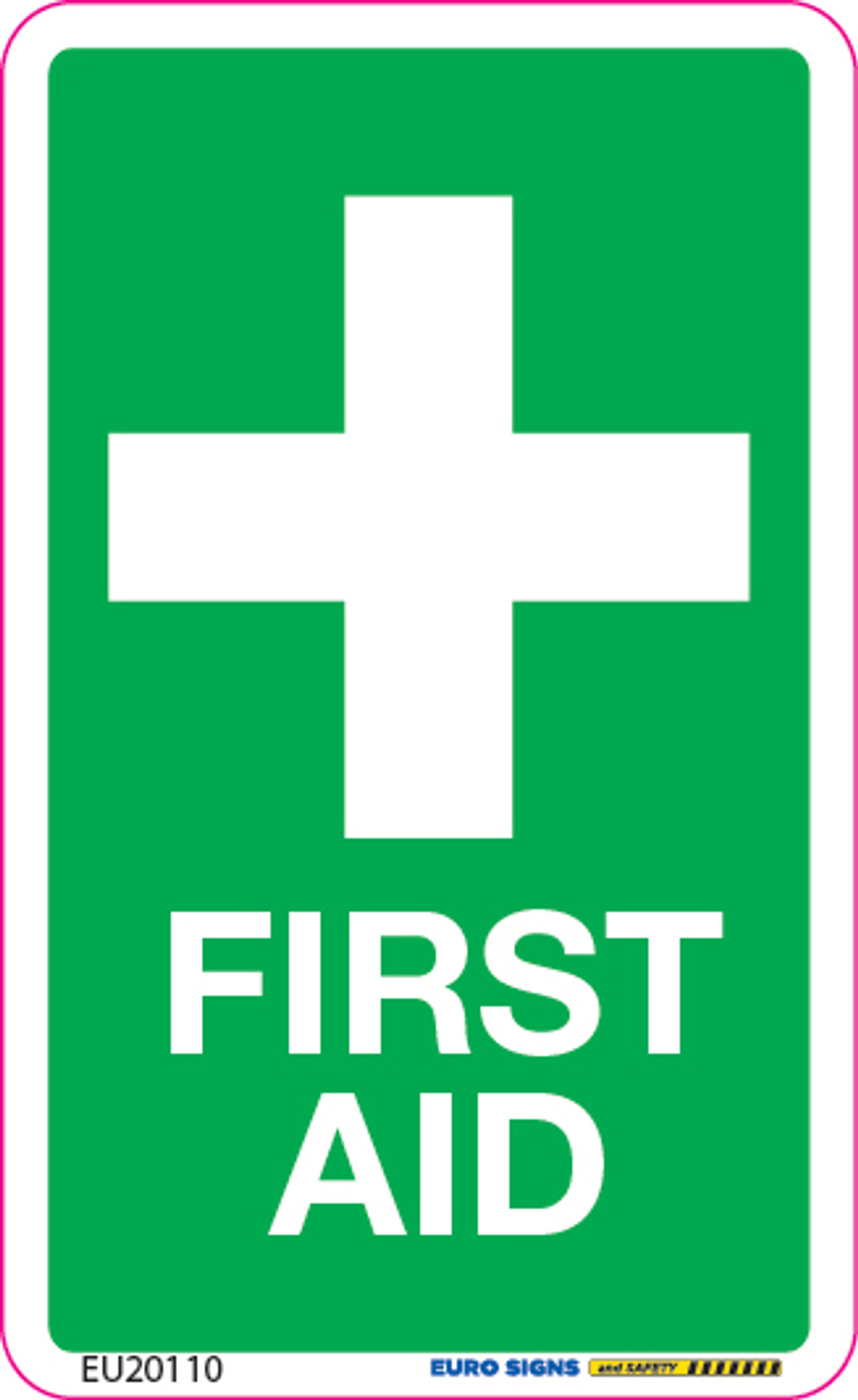 FIRST AID 55x90 DECAL - Euro Signs and Safety