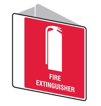 FIRE EXTINGUISHER - D/SIDED ' V ' POLY 225x225