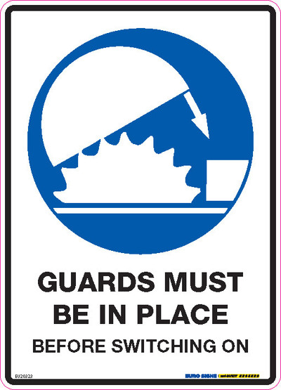 GUARDS MUST BE IN PLACE 180x250 DECAL
