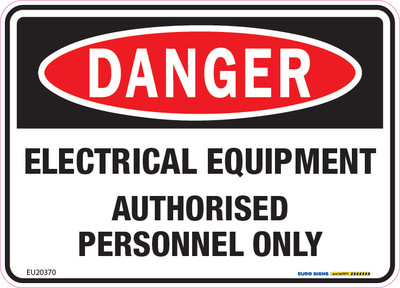 DANGER ELECTRICAL EQUIPMENT AUTH PERSONNEL 125x90 DECAL