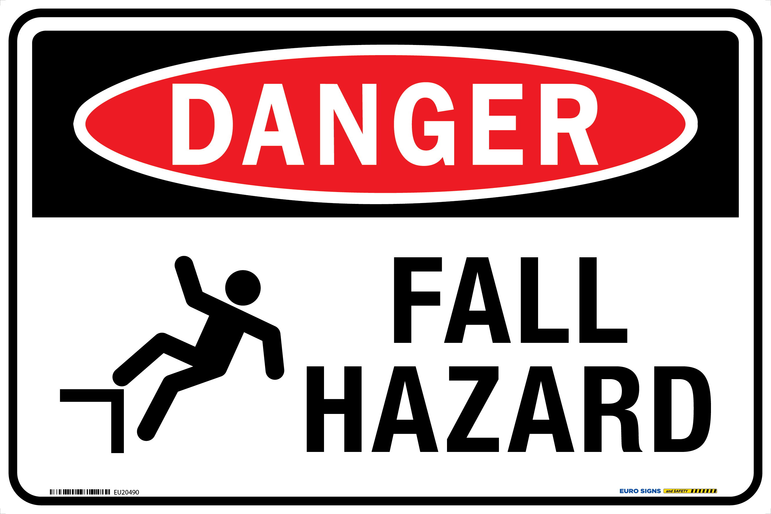 DANGER FALL HAZARD 450x300 MTL - Euro Signs and Safety