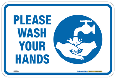 PLEASE WASH YOUR HANDS 150x100 Decal - Euro Signs and Safety