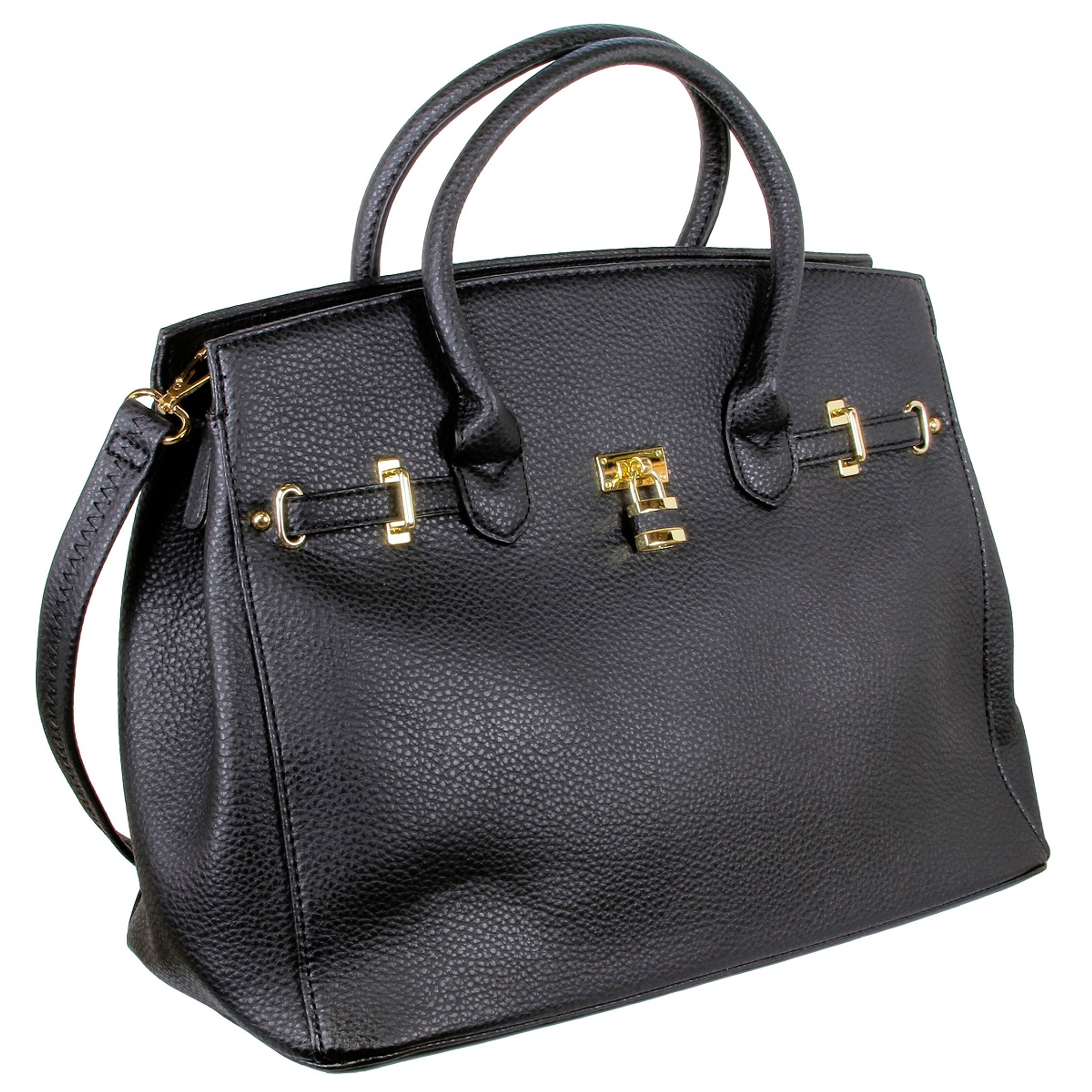 Alyssa Designer Inspired Faux Leather Satchel Padlock Style Shoulder ...
