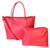 Matha 2 for 1 HandBag Set Soft Faux Leather Red Tote with Matching Leather Cosmetic Bag