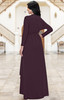 KOH KOH Long Sleeve V-Neck Wrap Slit Maxi Dress - NT060