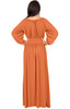 Long Peasant Casual Pleated Fall 3/4 Sleeve Maxi Dress Gown - NT103