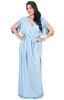 A&V Plus Size V-Neck Short Sleeves Maxi Dress - AV026