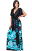 KOH KOH Sleeveless V-neck Floral Print Maxi Dress - NT067