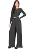 Long Sleeve Dressy Elegant Wide Leg Fall Jumpsuit Romper Outfit - NT175