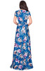 KOH KOH Long Floral Printed Short Sleeve V-Neck Maxi Dress Gown - NT074_B033