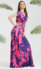 Long Modest Print Short Cap Sleeve Summer Maxi Dress Gown - NT074_B006