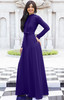 KOH KOH Long Sleeve Ruffle Neck Tie Waist Winter Evening Maxi Dress - NT353