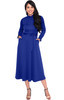 KOH KOH Womens Long Sleeve Classic Modest Evening Knee Length Tall Midi Dress - NT356