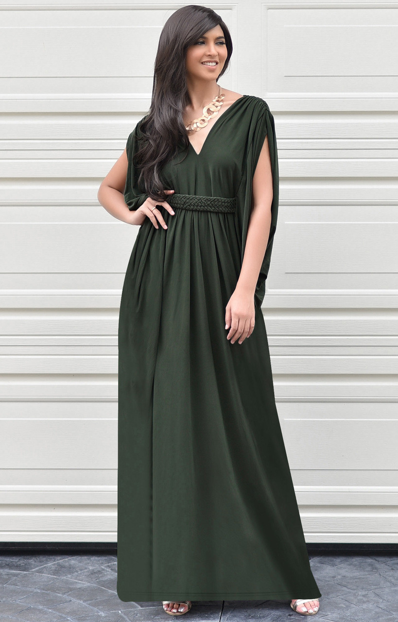 KOH KOH Long Sleeve Flowy Maxi Dress Gown - NT009J - KOH KOH