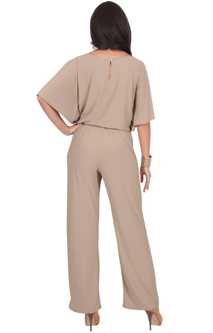 Long Sleeve Dressy Elegant Wide Leg Fall Jumpsuit Romper Outfit - NT175 -  KOH KOH® Women's Clothing