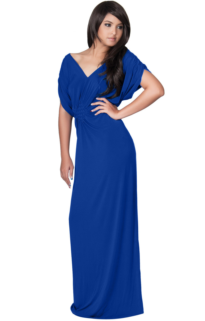 KOH KOH V-Neck Short Sleeve Evening Maxi Dress - FN012 - KOH KOH® Women's  Clothing