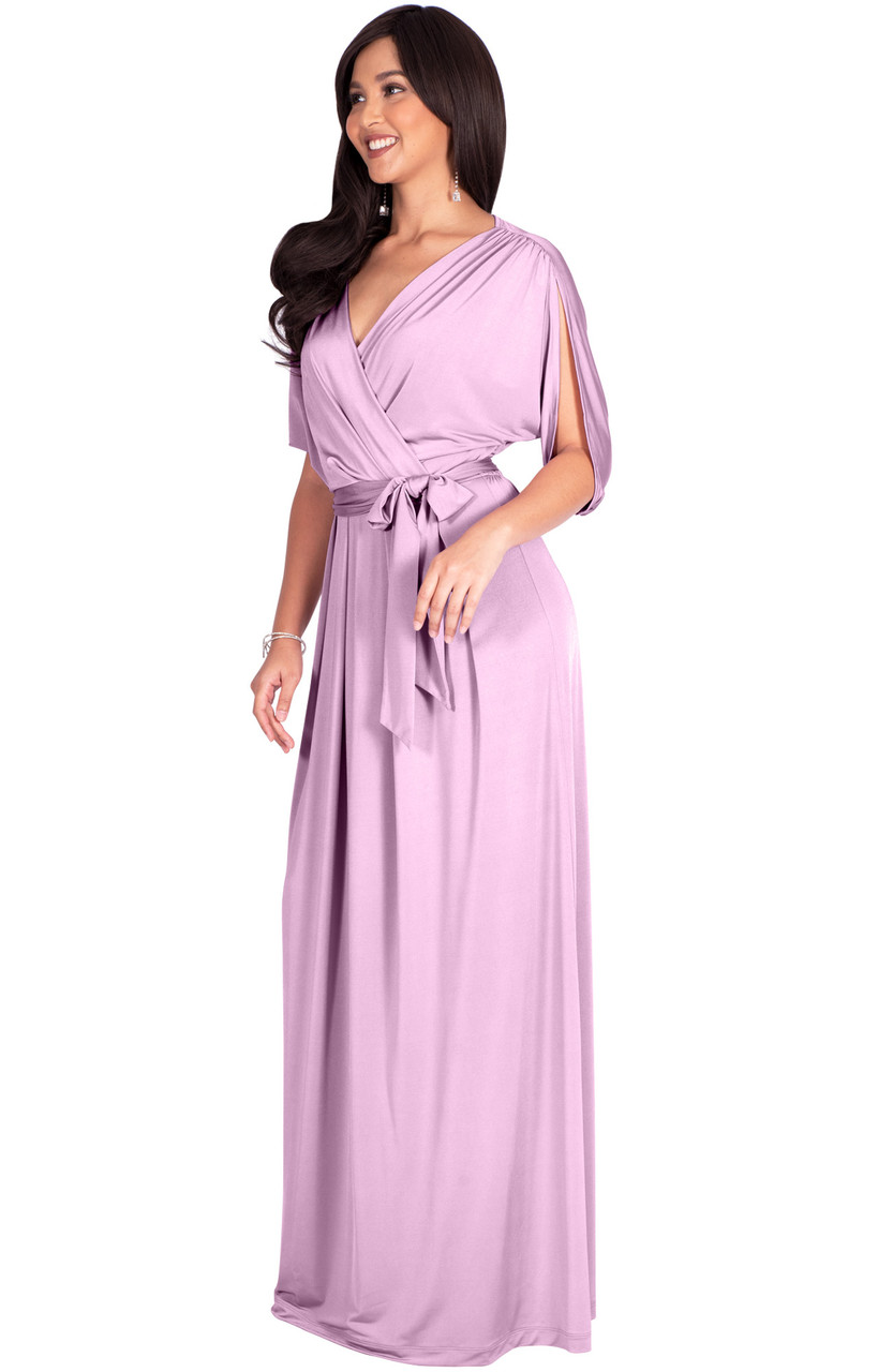Long Flowy Tall Wedding Short Sleeve Cocktail Maxi Dress Gown - NT026C ...