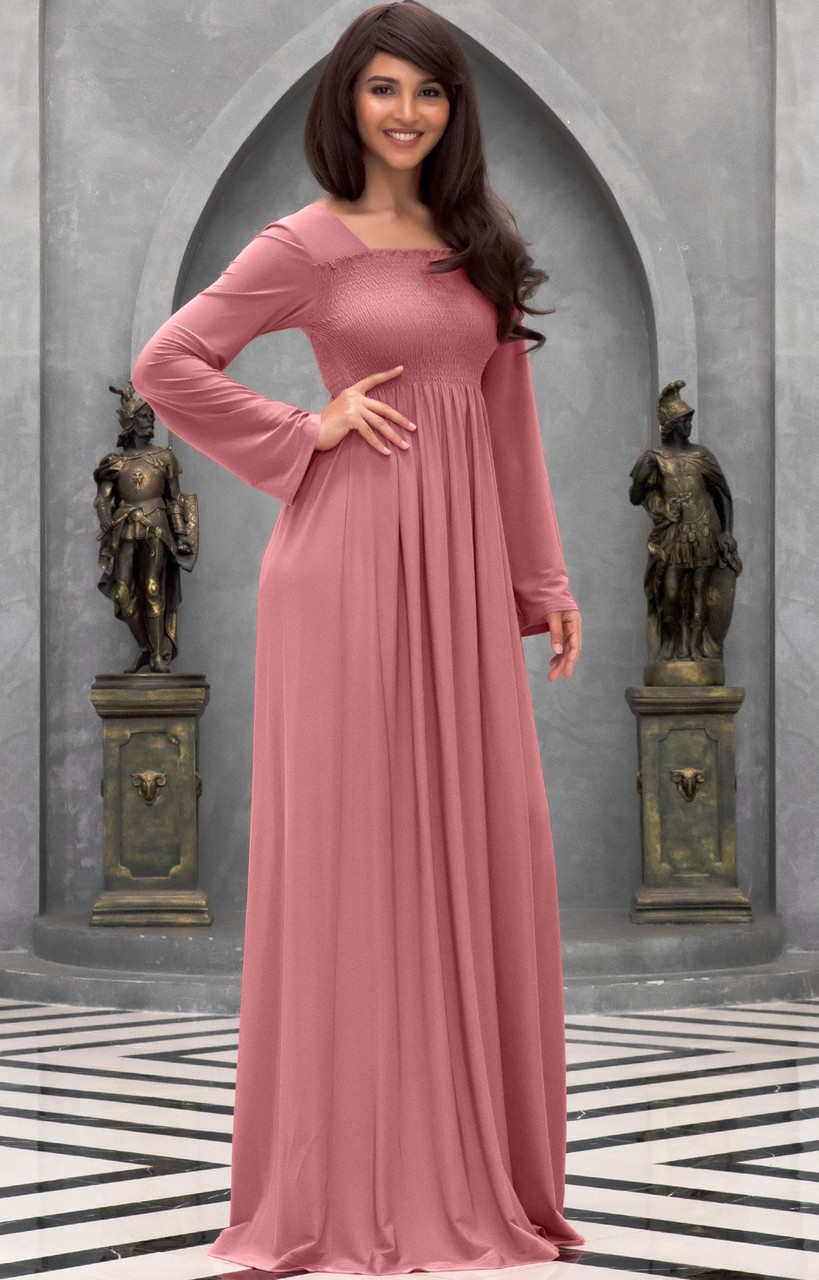 Palatine Maxi Dress - Long Sleeve Wrap Pleated Dress in Pink | Showpo USA
