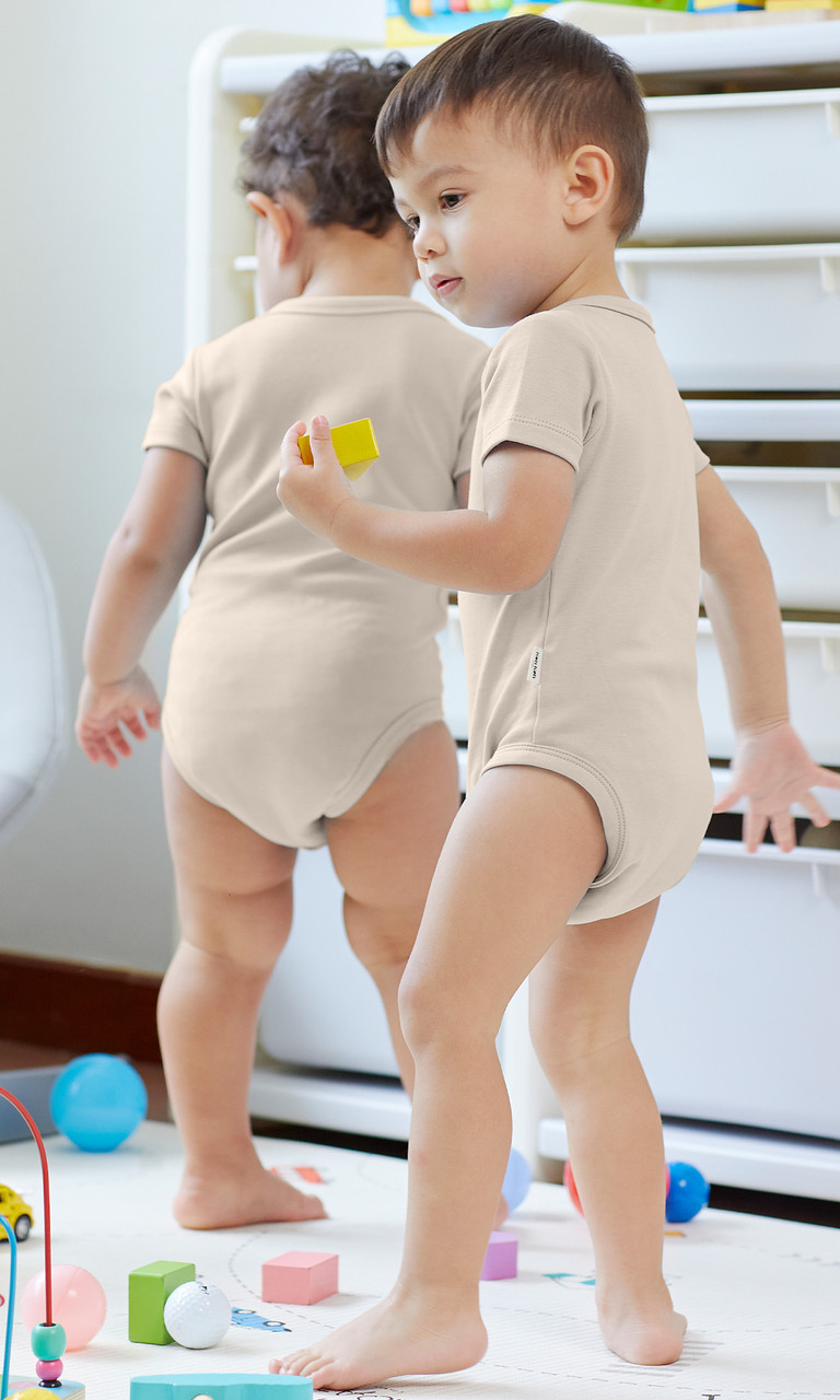 KOH KOH Kids Short Sleeve Cotton Solid Lap Shoulder Baby