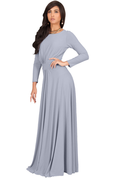 Long Sleeve Flowy Modest Empire Waist Maxi Dress Gown Abaya - NT009 ...