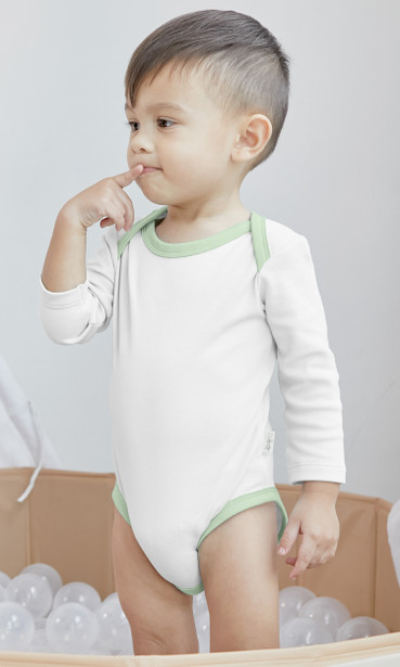 KOH KOH Kids Long Sleeve Cotton Two Tone Color Block Baby Onesie Bodysuit - KK002_TT