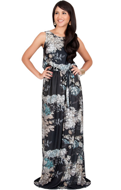 KOH KOH Sleeveless Floral Print Summer Maxi Dress - NT280_A040