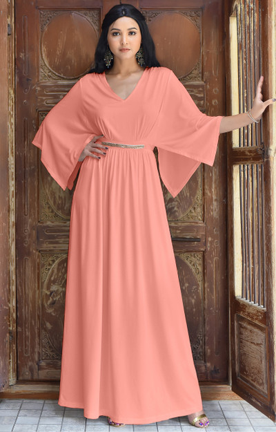 Maxi Dress - Kimono Sleeves - Page 1 - KOH KOH® Women's Clothing Maxi Dress - Kimono Sleeves - Page 1 - KOH KOH® Women's Clothing