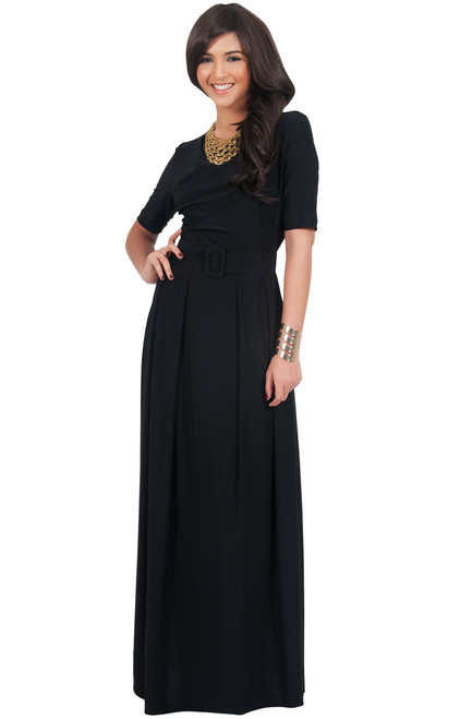 Long Dressy Short Sleeve Flowy Wrap Modest Day Maxi Dress Gown - NT077 ...