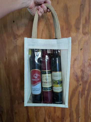 Cream Jute Blend Tote with Picture Pocket