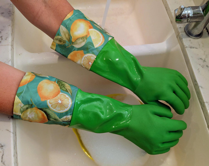 True Blues Deluxe Dishwashing Gloves- Lemon Love